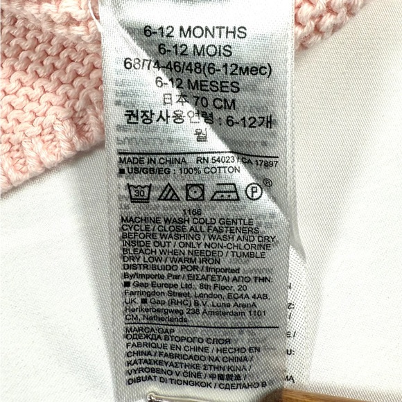 BABY GAP Baby Girls’ Milkshake Pink Baby Bear Ear Garter Cardigan Size 6-12M - Picture 9 of 9